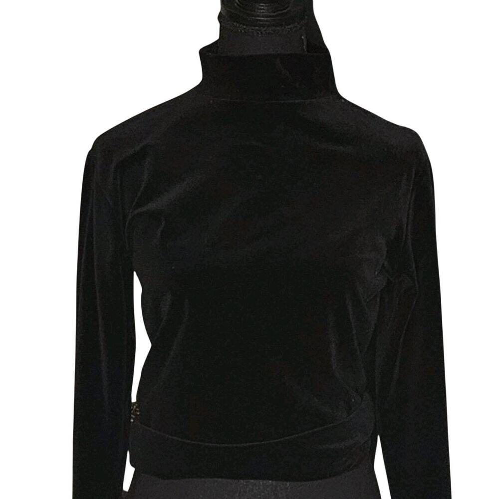 Whimsigoth Witchy Vintage 90s Black Velvet Turtle Neck M Dark Academia Holiday